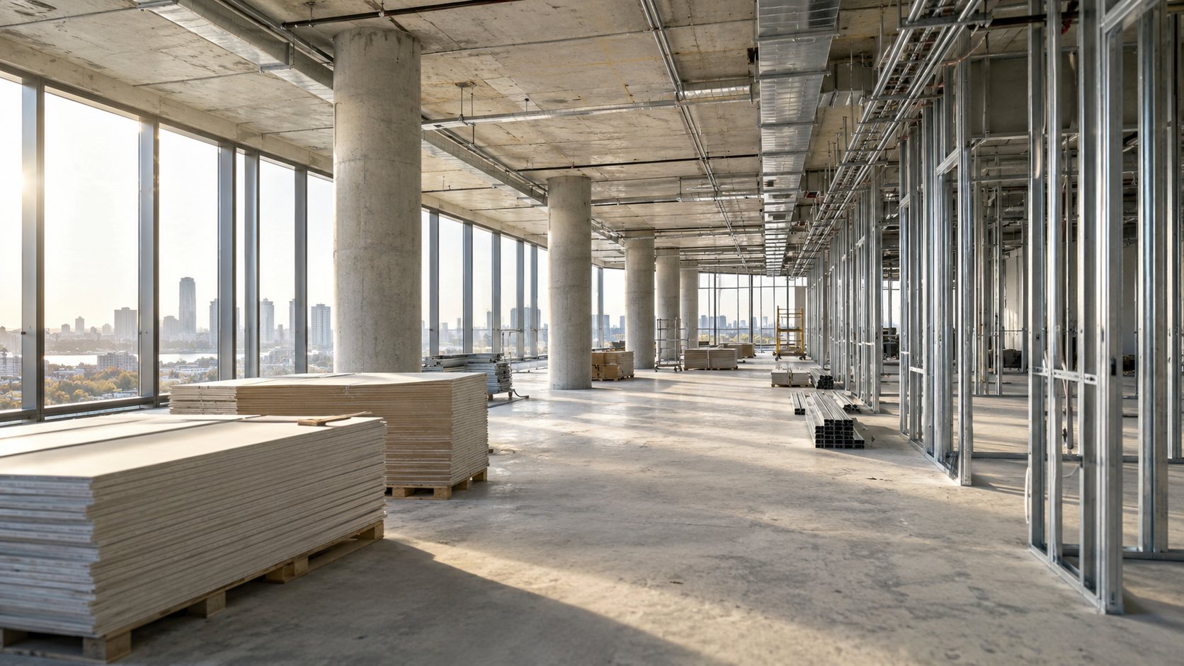 Oficinas en reforma con tabiques de perfilería y luz natural